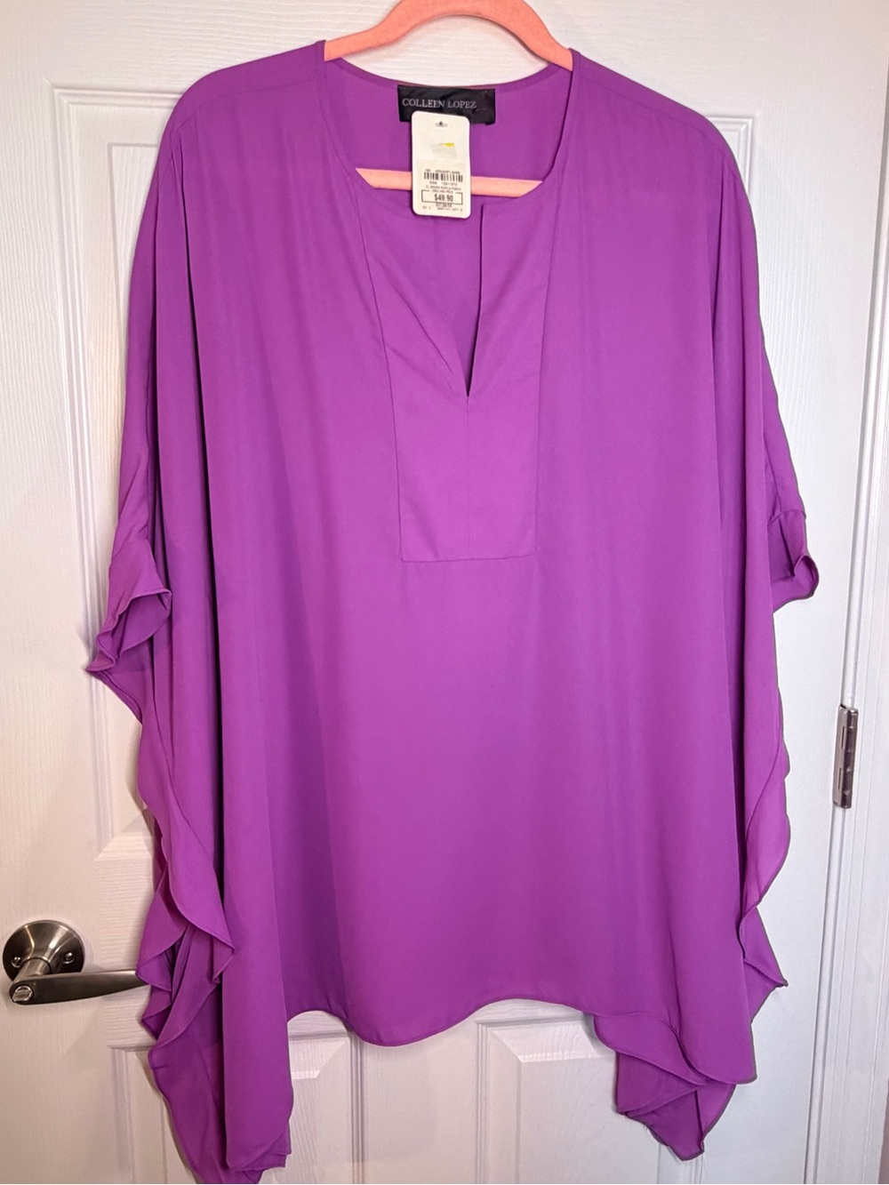 NWT! Colleen Lopez Vibrant Magenta Pull-On V-Neck Tunic